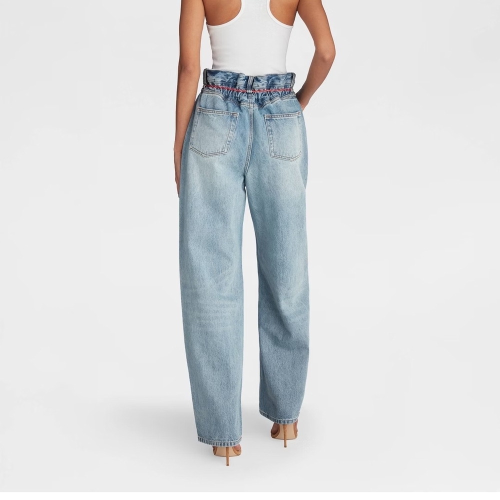 KBB High-Rise Paperbag Light Wash Wide-Leg Jeans - Light Blue - Picture 2 of 5